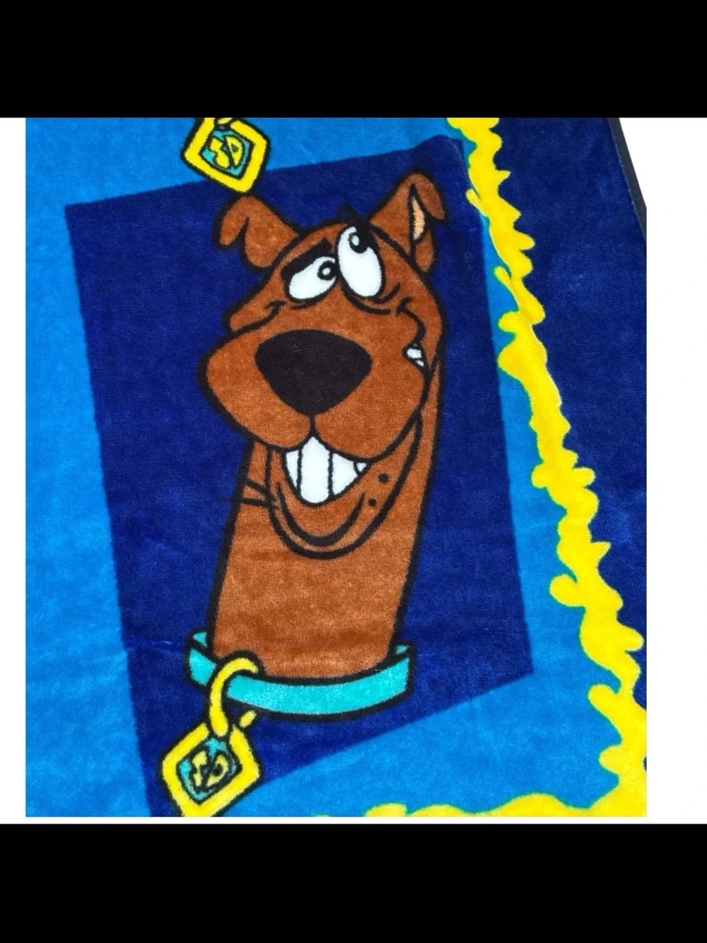 Scooby-Doo Vintage Plush Fleece Blanket Cartoon Network Yellow Navy Faces 50x60